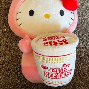 Hello Kitty Pink Stuffed Animal with Cup Noodles